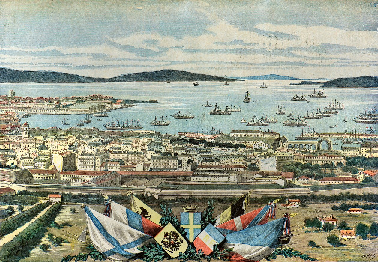 Vista del puerto de Tolón de Henri Meyer