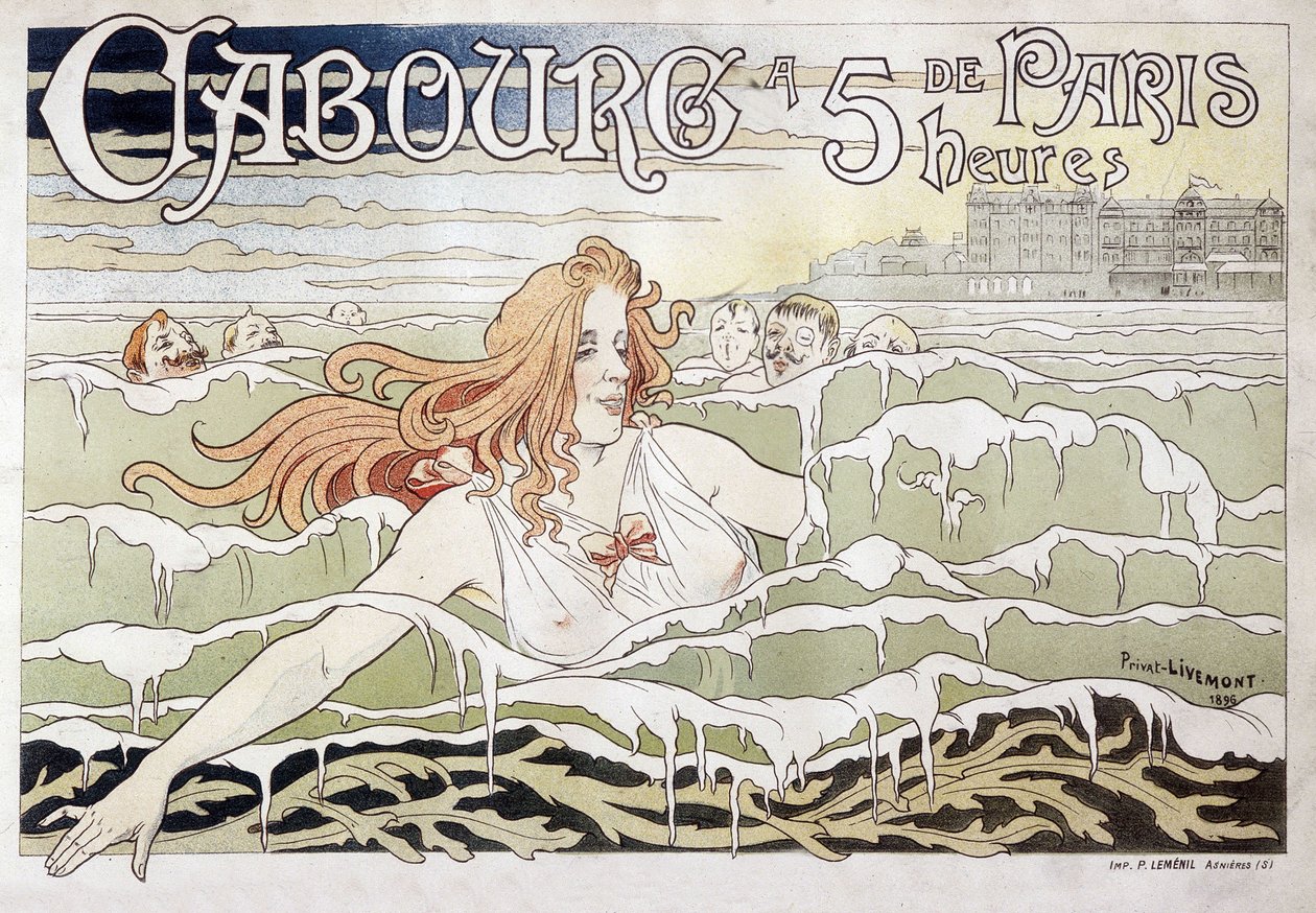 Cabourg a 5 h de París - Cartel publicitario por Privat Livemont de Henri Henri Antoine Théodore Livemont
