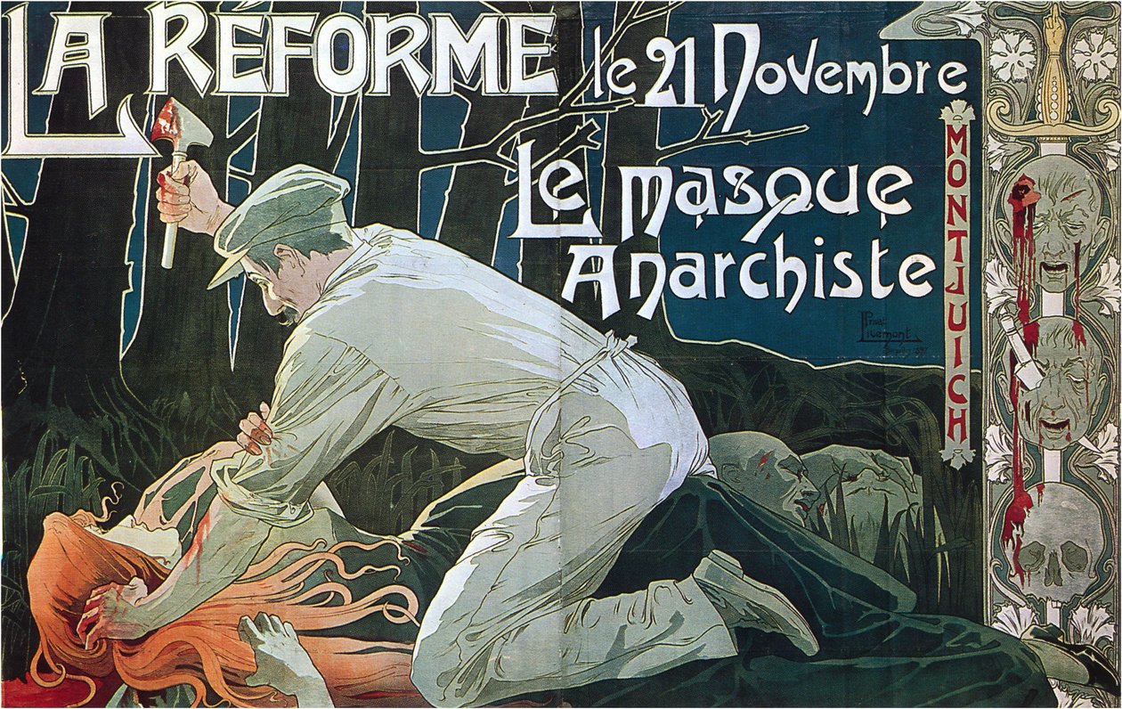 La Reforma el 21 de noviembre, la máscara anarquista, 1897 de Henri Henri Antoine Théodore Livemont