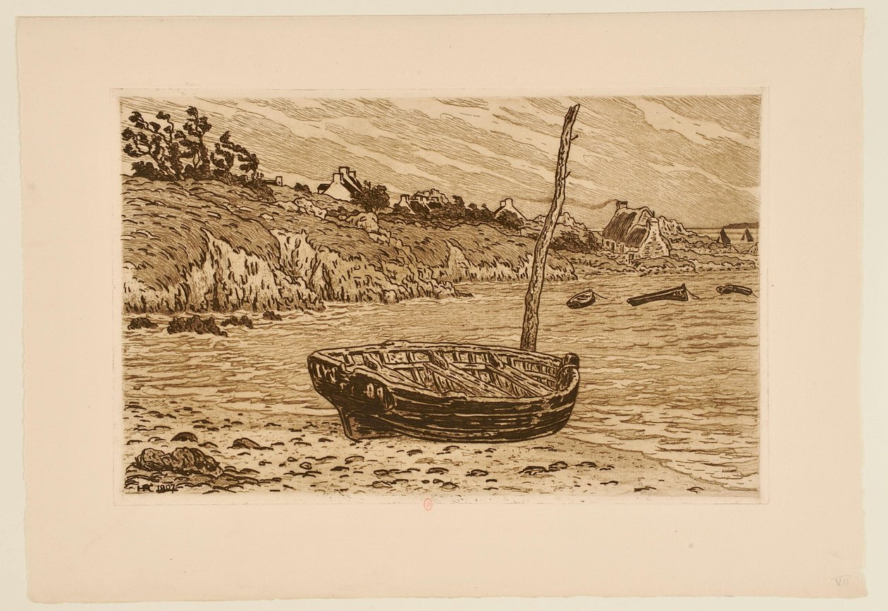 [¿Una barca a orillas del río, en Loguivy] de Henri Rivière