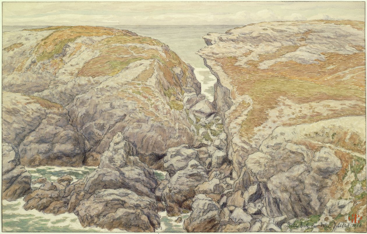 Acantilados en Belle-Isle en el mar de Henri Rivière