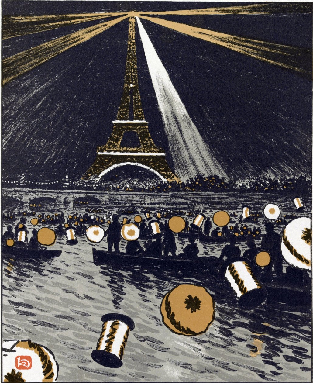 Fiestas en el Sena, 14 de julio (De Treinta y Seis Vistas de la Torre Eiffel) de Henri Rivière