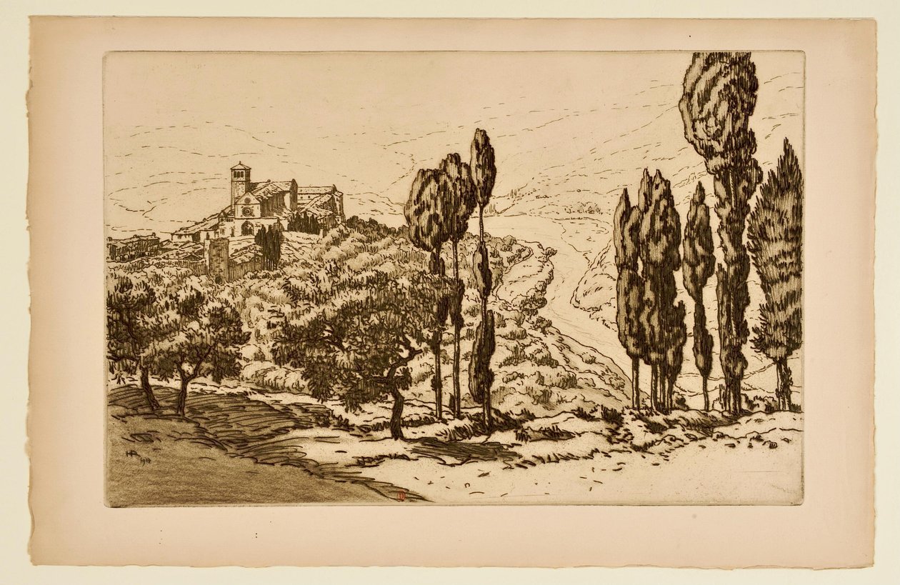 [La basílica de Asís vista desde La Rocca] de Henri Rivière