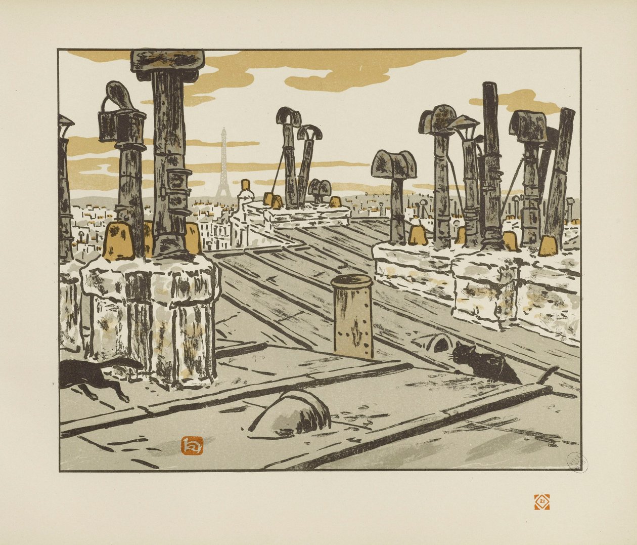Sobre los tejados [Las treinta y seis vistas de la Torre Eiffel] de Henri Rivière