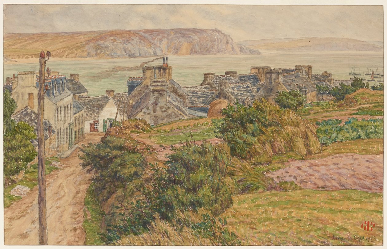 El pueblo y la bahía de Morgat de Henri Rivière