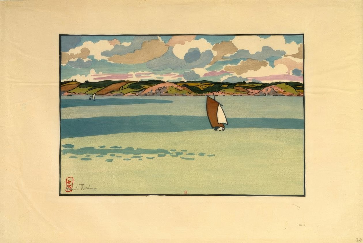 Barca, bahía de la Fresnaye (Saint-Cast) de Henri Rivière