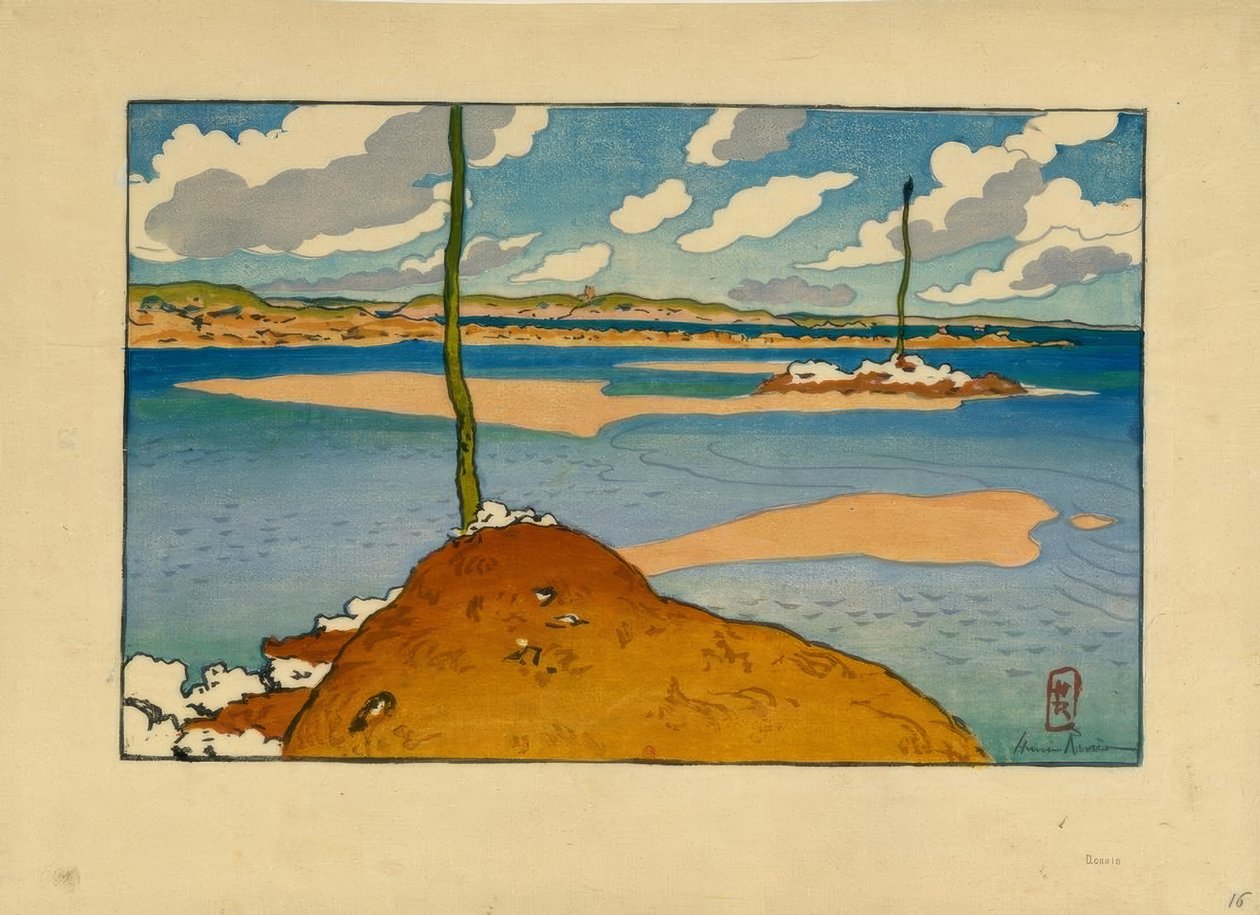 La Balise Chéruette en marea baja (Saint-Briac) de Henri Rivière