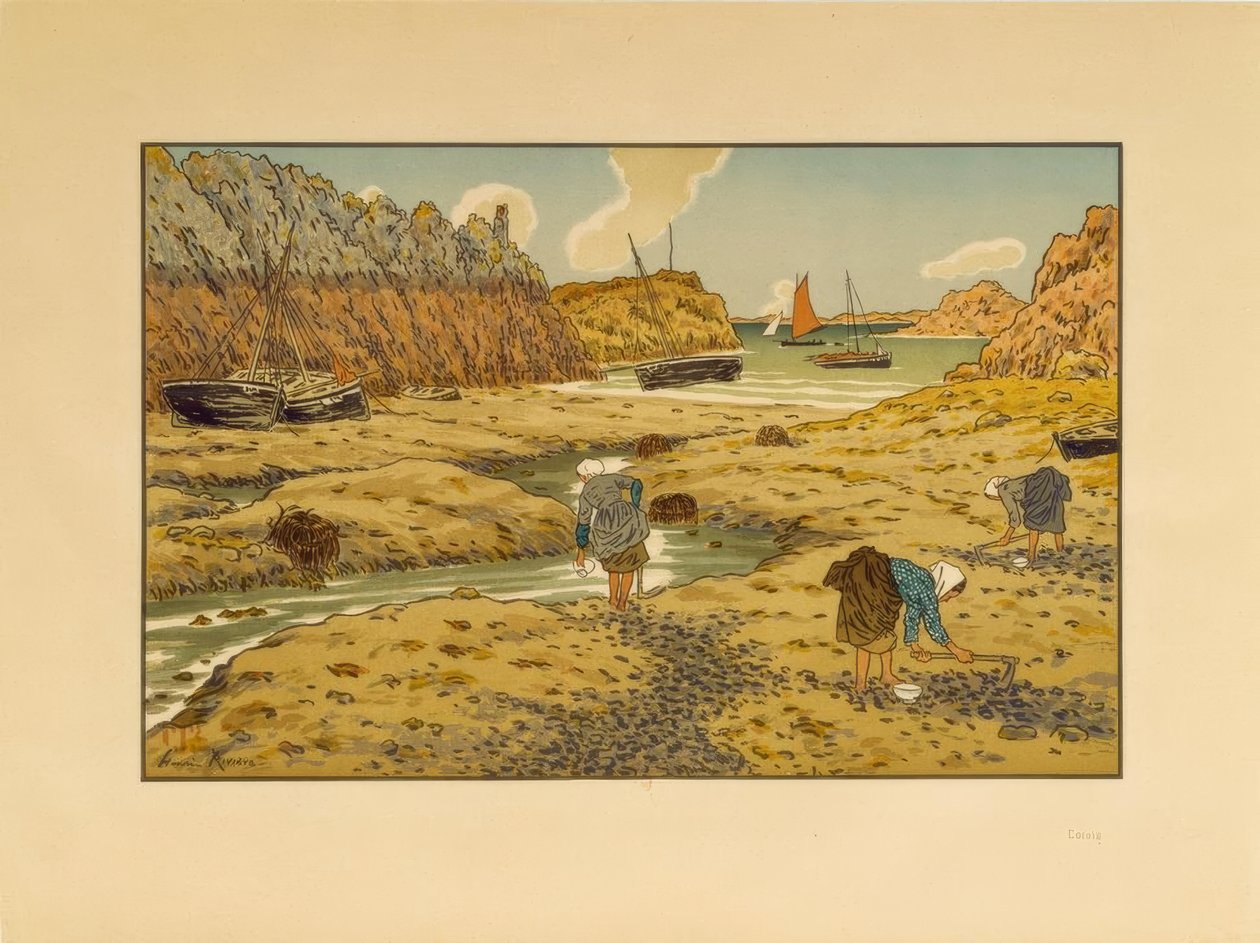 El puerto de Loguivy en marea baja de Henri Rivière