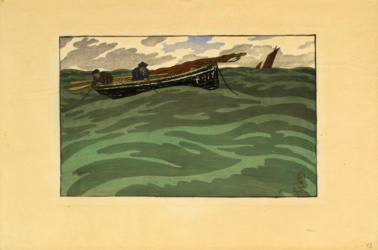 Pescadores en el mar (Loguivy) de Henri Rivière