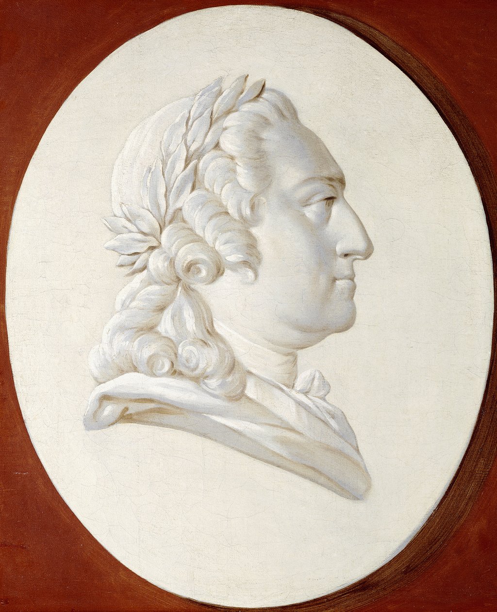 Retrato del Rey Luis XV, busto, en un Óvalo Pintado, un Medallón Trompe l
