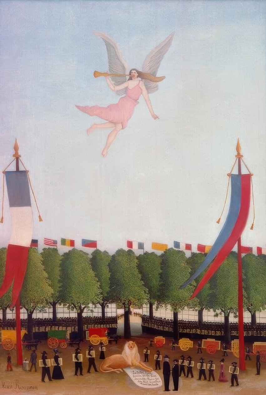 La Libertad invitando a los artistas a participar en la 22ª exposición de artistas independientes de Henri Rousseau