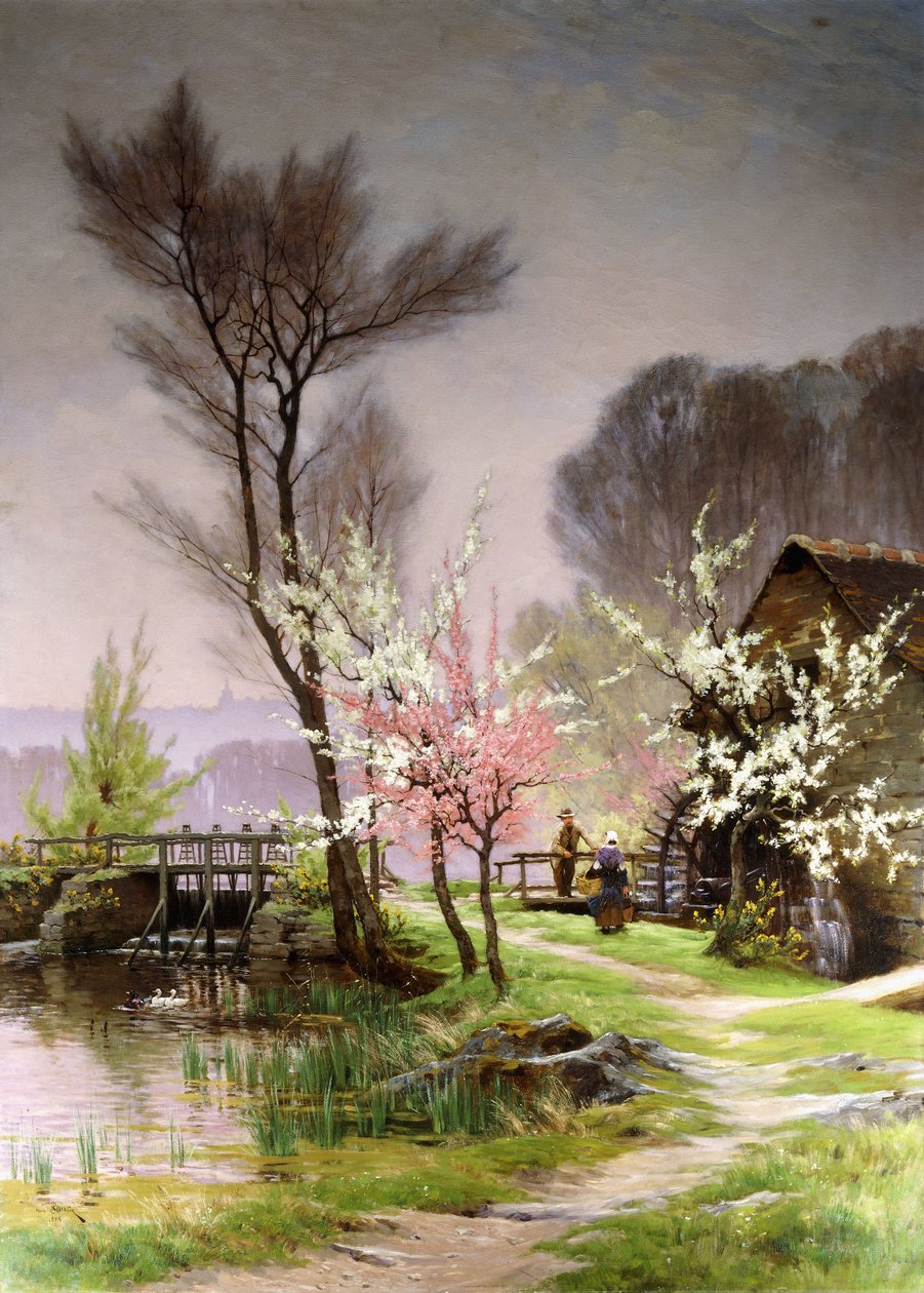 En el molino de agua, primavera de Henri Saintain