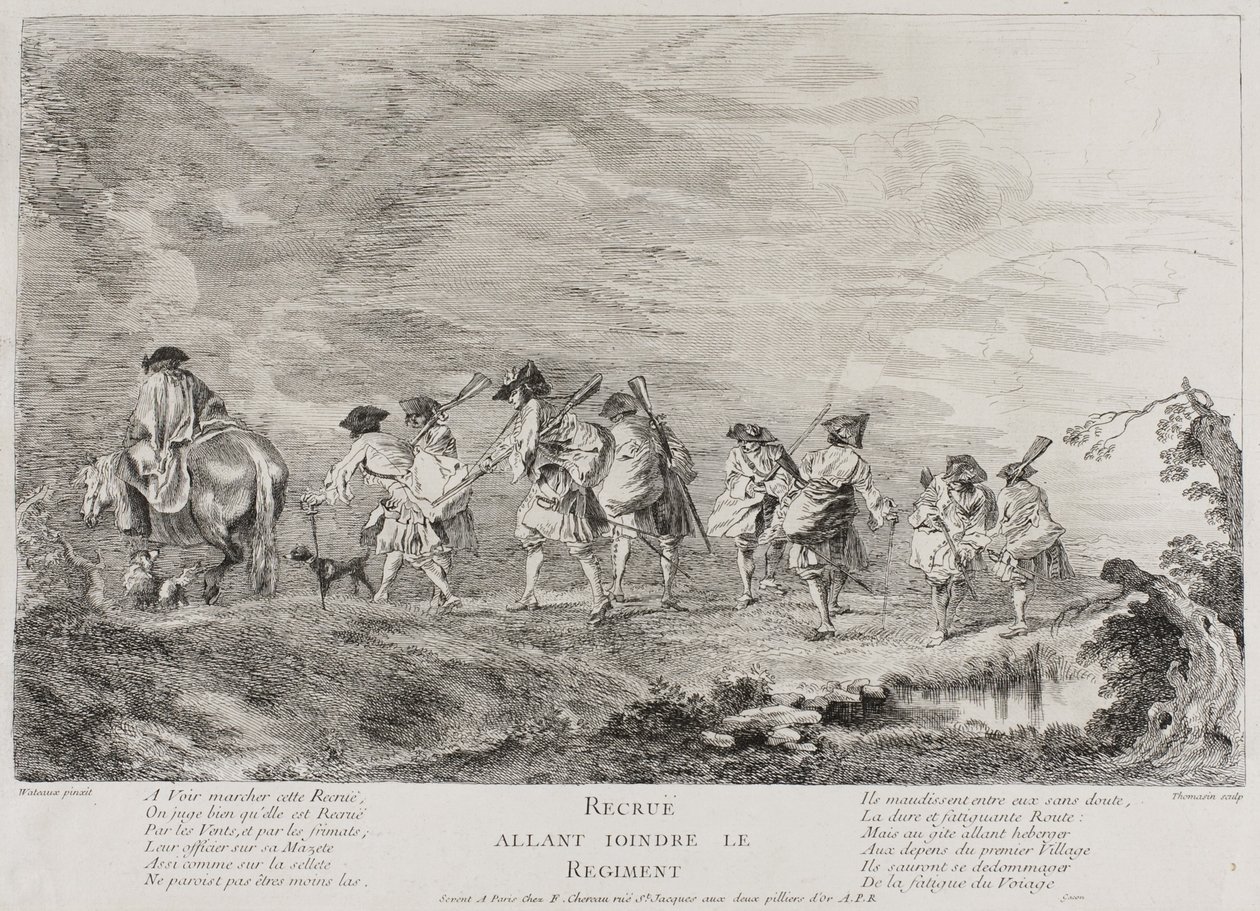 Reclutas yendo a unirse al regimiento, 1717?-26 de Henri Simon Thomassin