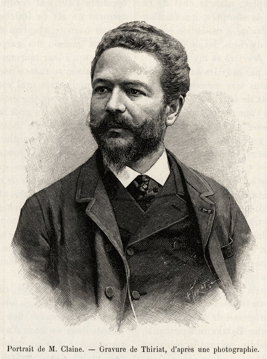 Retrato de Jules Claine (1856-1939), explorador y diplomático, autor de la historia. Grabado de Thiriat para ilustrar la historia 