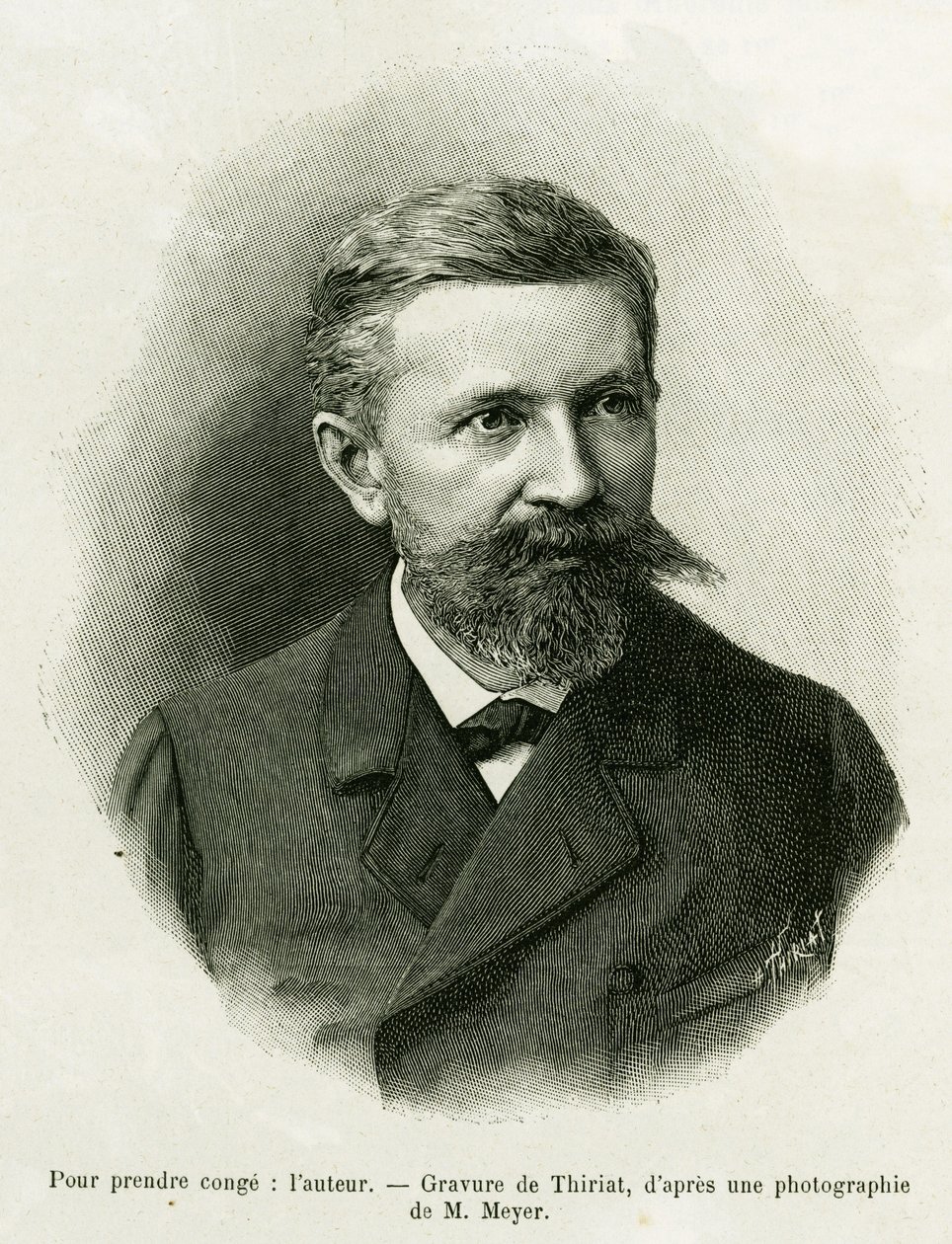 Porträt des Autors: Charles Grad (1842-1890), deutscher Politiker, Schriftsteller und Naturforscher. Gravur von Thiriat zur Illustration der Geschichte „Durch Elsass und Lothringen“ von Charles Grad, veröffentlicht in Le Tour du monde 1888 von Henri Thiriat