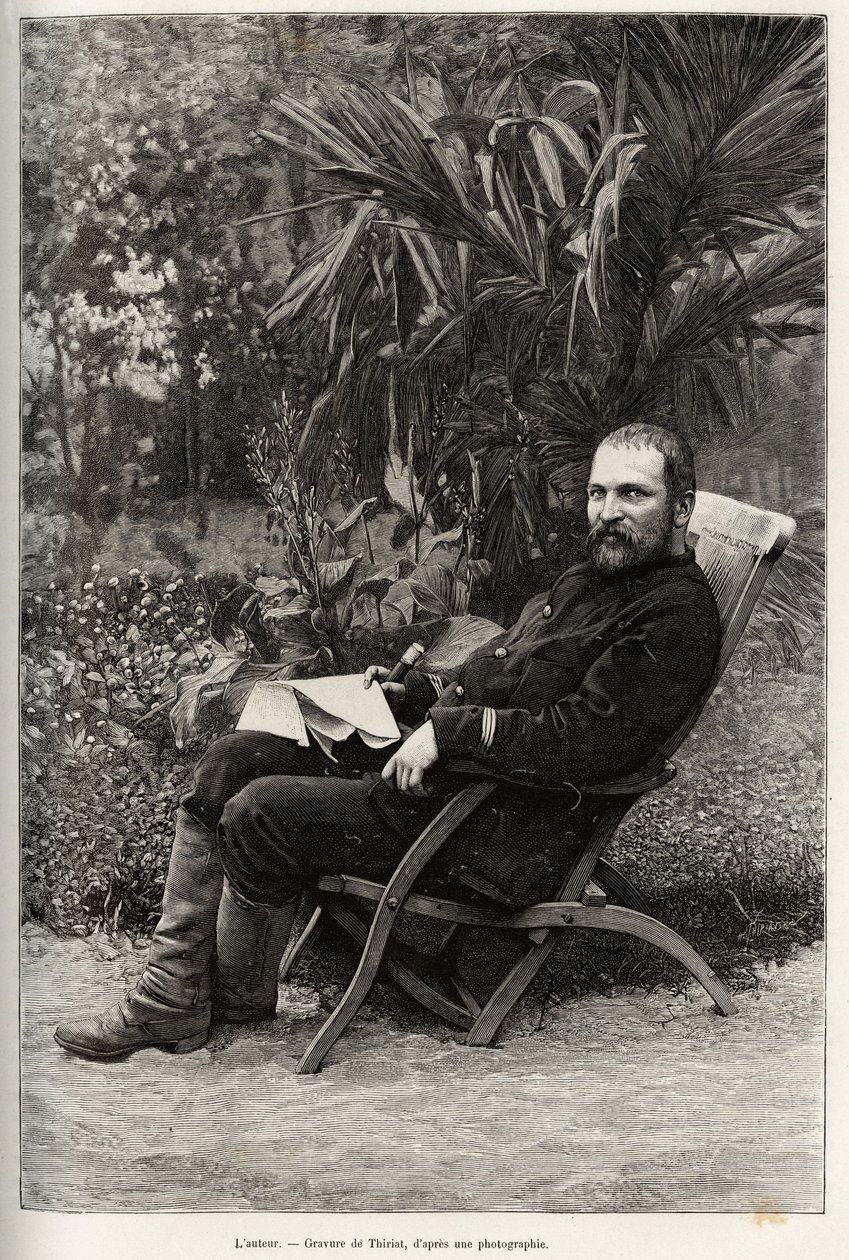 Retrato del autor Dr. Charles Edouard Hocquard (1853-1911), médico mayor de 1ª clase. Grabado por Thiriat, para ilustrar la historia “Treinta meses en Tonkín” de Dr. Charles Edouard Hocquard (1885) de Henri Thiriat