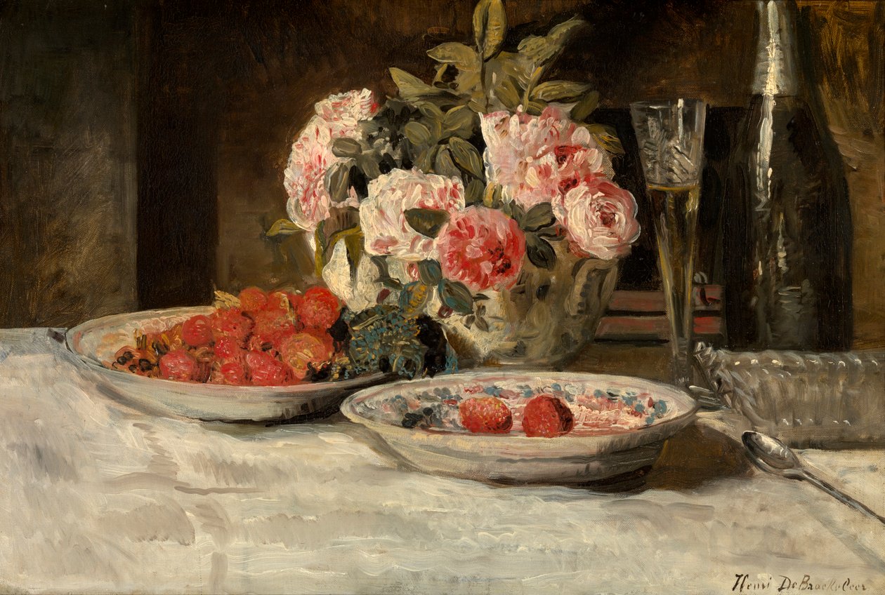 Fresas con champán (óleo sobre lienzo) de Henri de Braekeleer