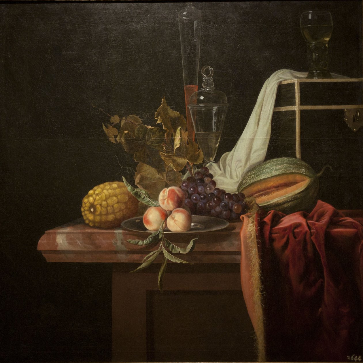 Naturaleza muerta con vaso y frutas, ca 1675 de Henri de Fromantiou