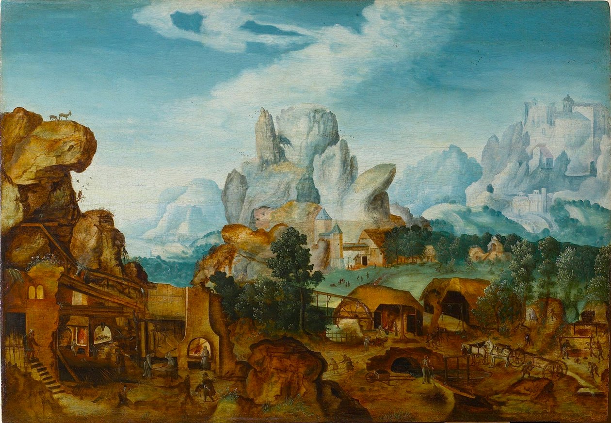 Paisaje rocoso con una fragua La huida a Egipto, antes de 1550 de Henri de Herri met de Bles