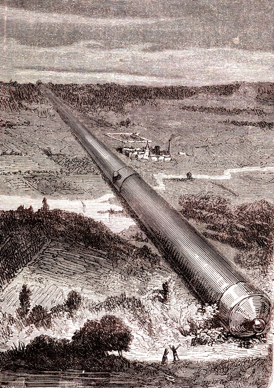 El cañón espacial gigante de J. T. Maston, "De la Tierra a la Luna" de Julio Verne de Henri de Montaut
