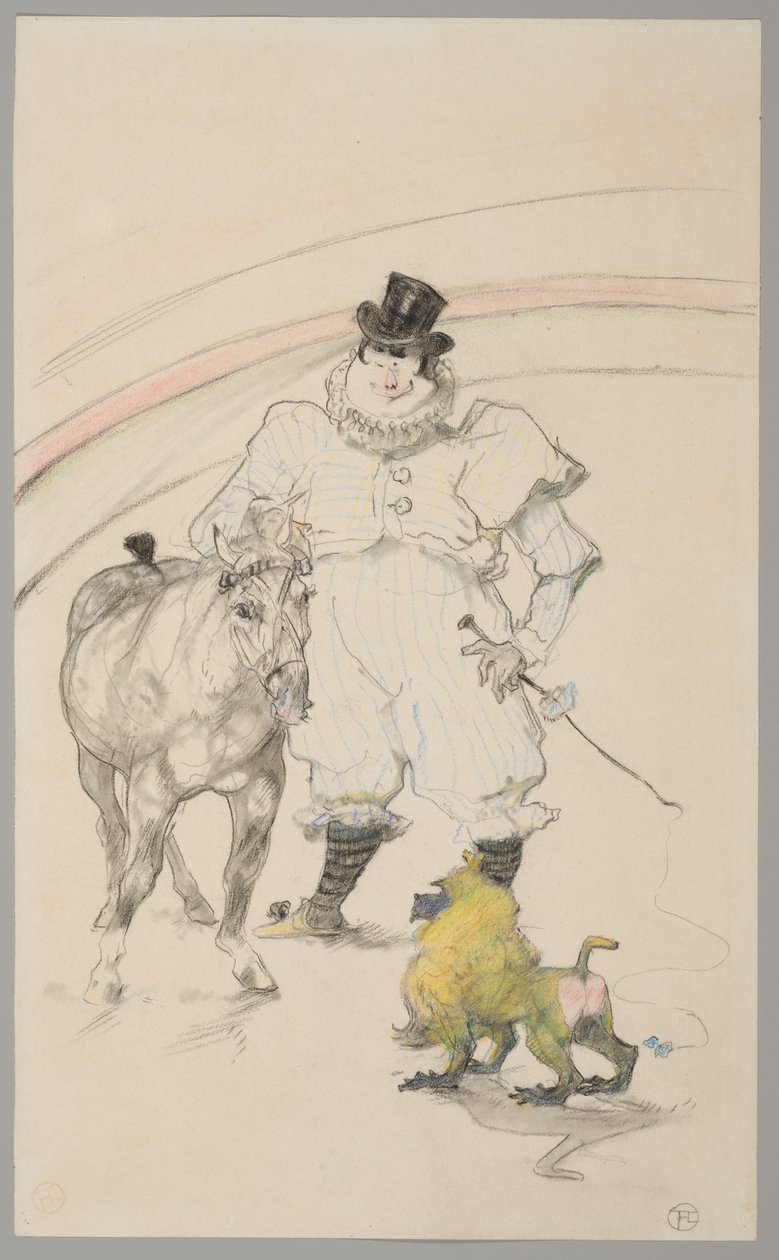 En el circo: poni amaestrado y babuino de Henri de Toulouse-Lautrec