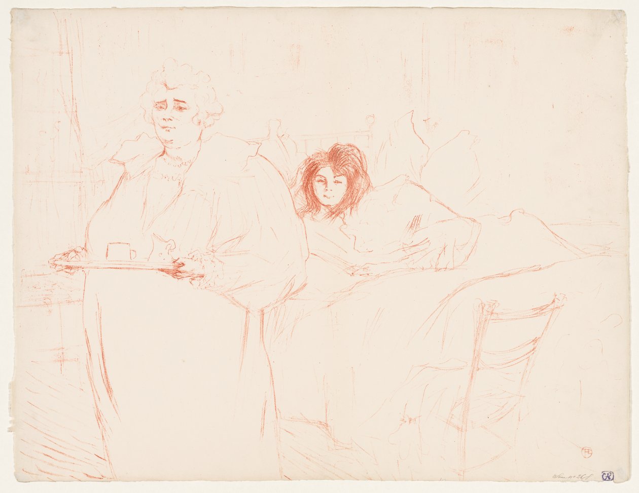 Elles: Mujer llevando una bandeja, Mme. Baron y Mlle. Popo de Henri de Toulouse-Lautrec