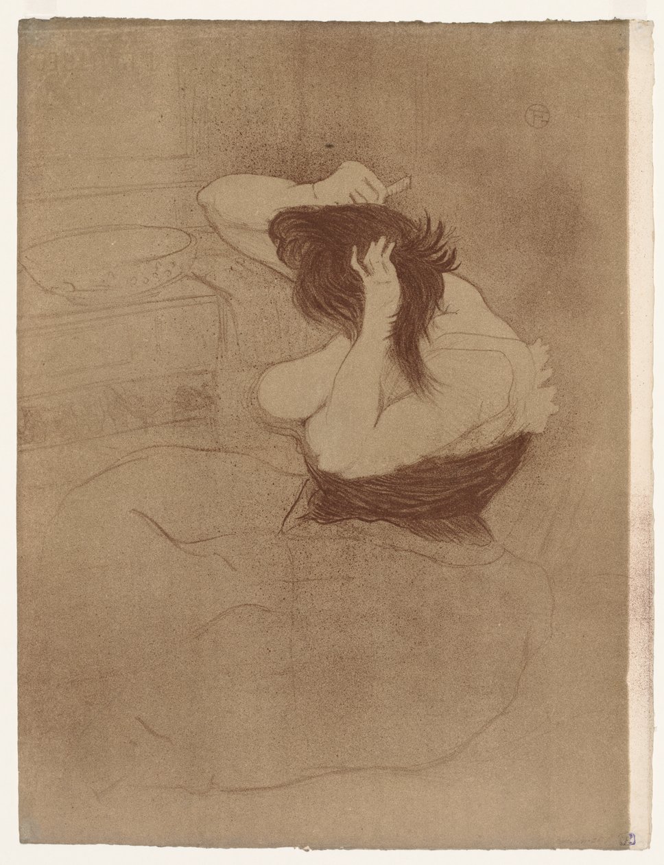 Elles: Mujer Peinando su Cabello de Henri de Toulouse-Lautrec