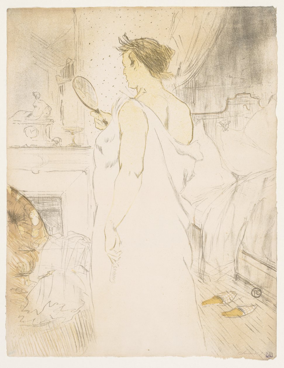 Elles: Mujer con un espejo de mano de Henri de Toulouse-Lautrec