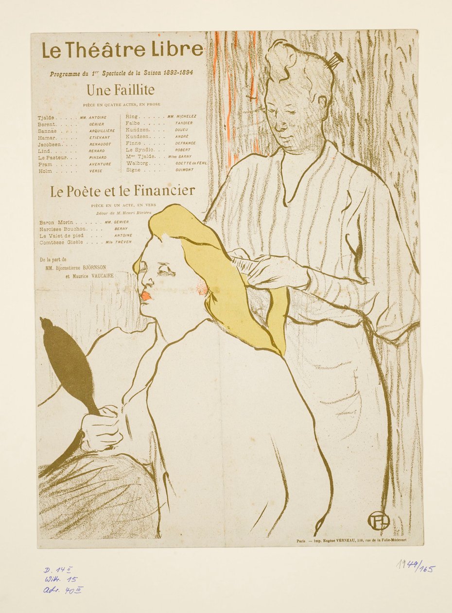 Peluquería, programa del Théâtre Libre de Henri de Toulouse-Lautrec