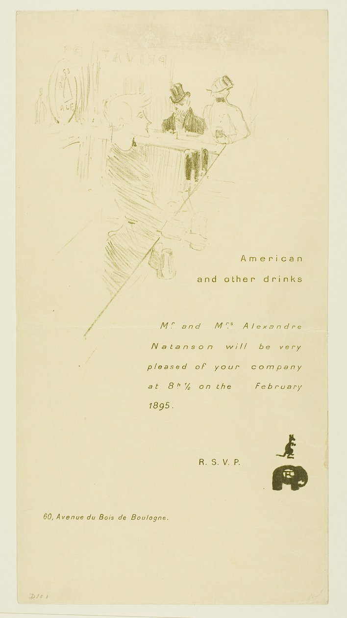 Invitación para el Sr. y la Sra. Alexandre Natanson de Henri de Toulouse-Lautrec