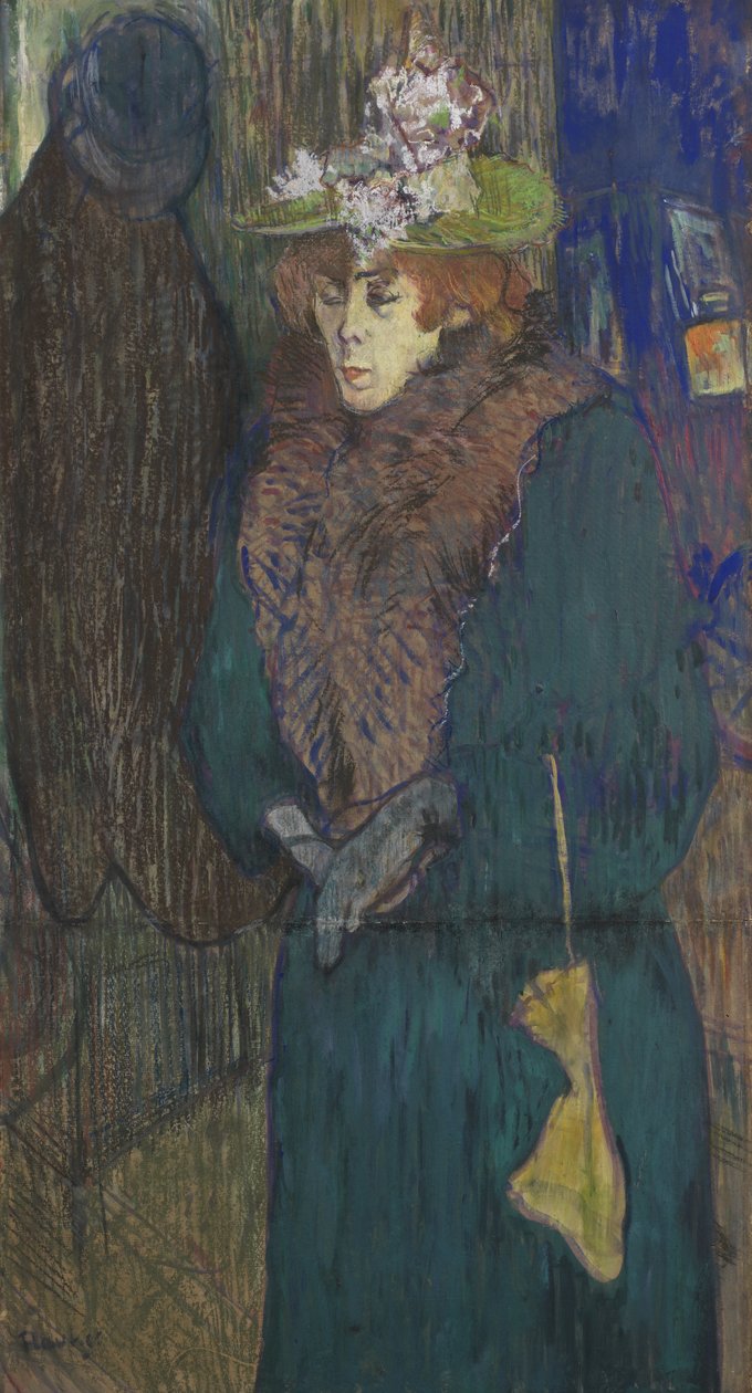 Jane Avril en la entrada del Moulin Rouge, c.1892 de Henri de Toulouse Lautrec