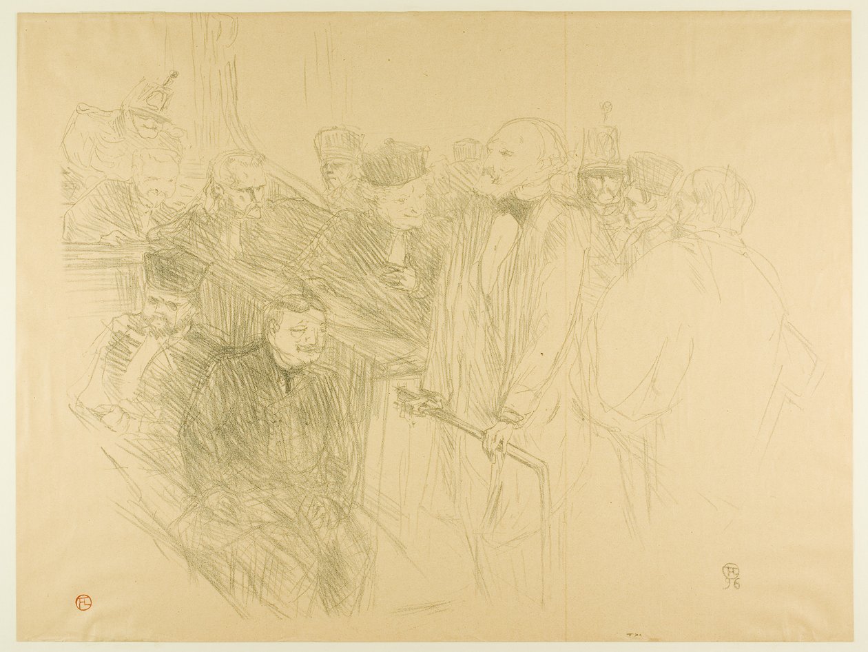 El juicio de Arton, Ribot dando testimonio (segunda placa) de Henri de Toulouse-Lautrec