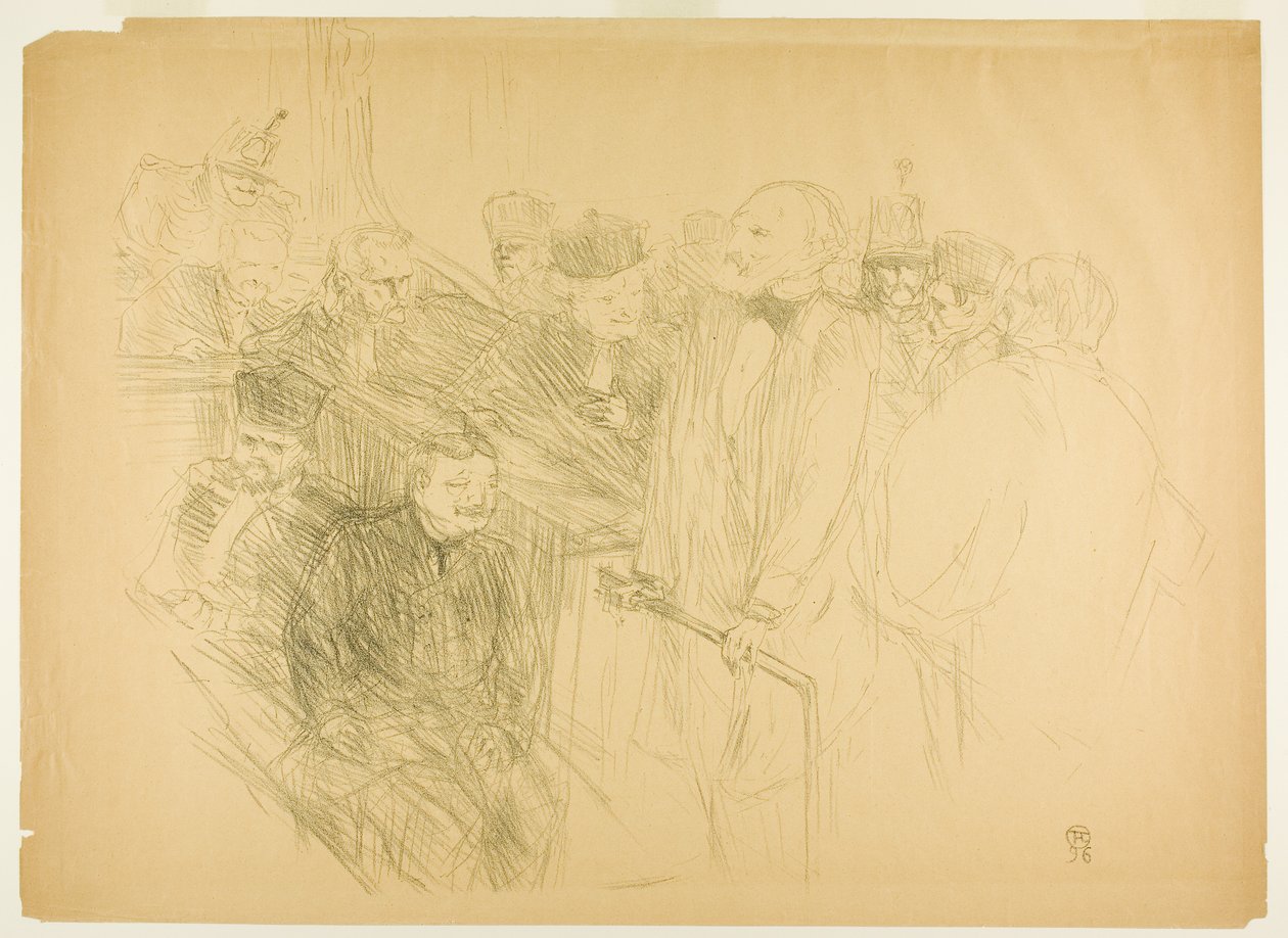 El juicio de Arton, Ribot dando testimonio (segunda placa) de Henri de Toulouse-Lautrec