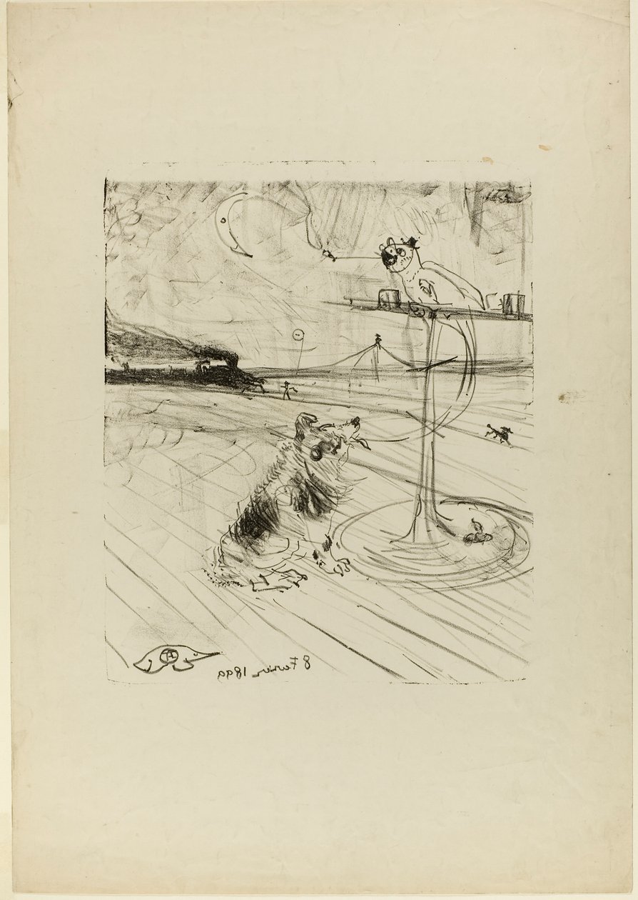 El perro y el loro de Henri de Toulouse-Lautrec