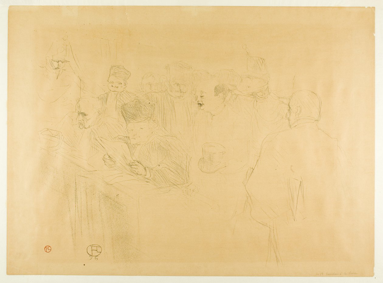 El juicio de Lebaudy, Mademoiselle Marsy dando testimonio de Henri de Toulouse-Lautrec