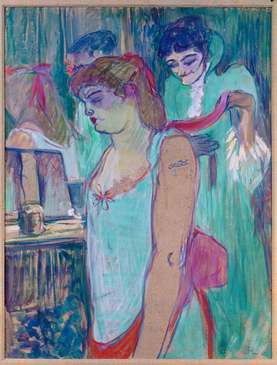 La mujer tatuada o la toilette (pastel sobre cartón) de Henri de Toulouse-Lautrec