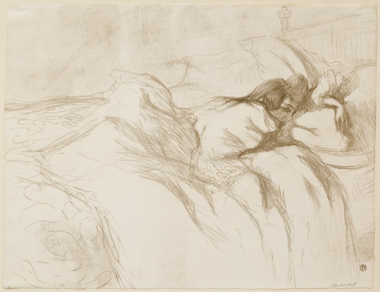 Mujer reclinada - despertando de Henri de Toulouse-Lautrec