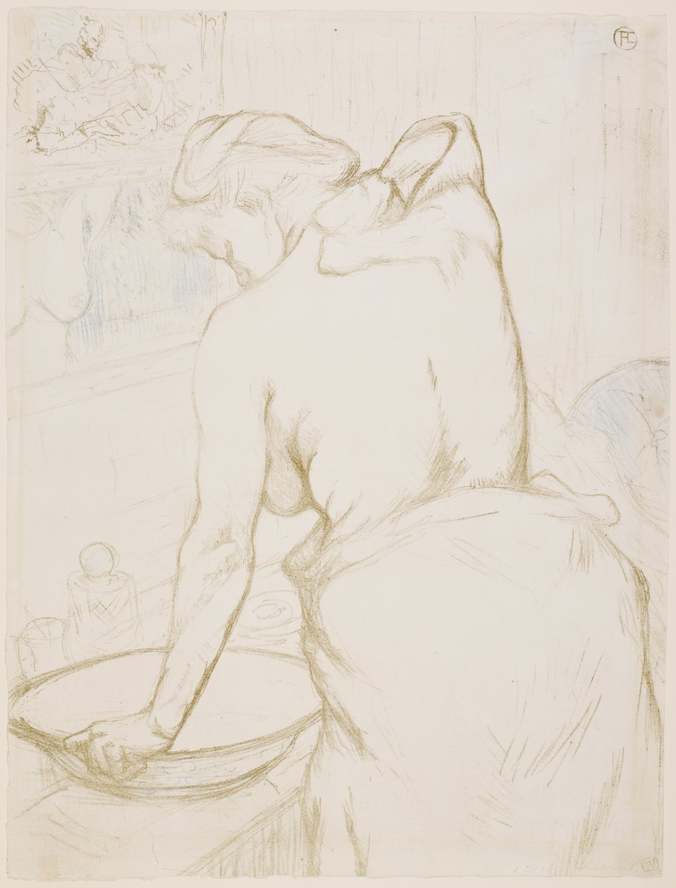 Una mujer en el baño, lavándose de Henri de Toulouse-Lautrec