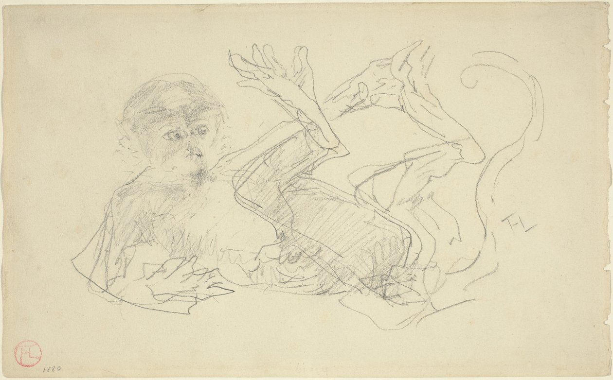 Un mono jugando de espaldas, 1880 de Henri de Toulouse Lautrec