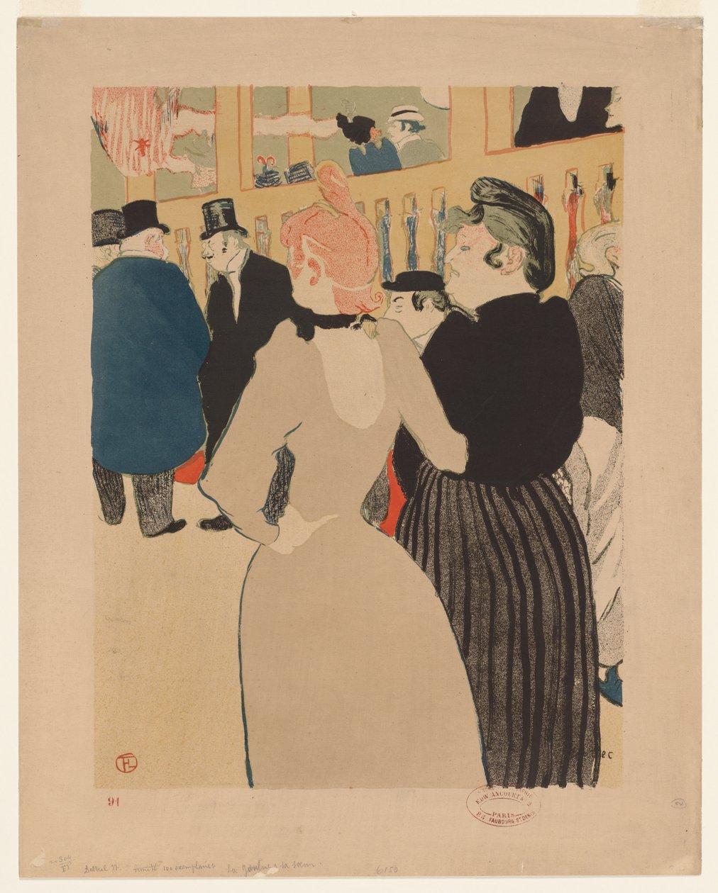 En el Moulin Rouge: La Goulue y su hermana de Henri de Toulouse Lautrec