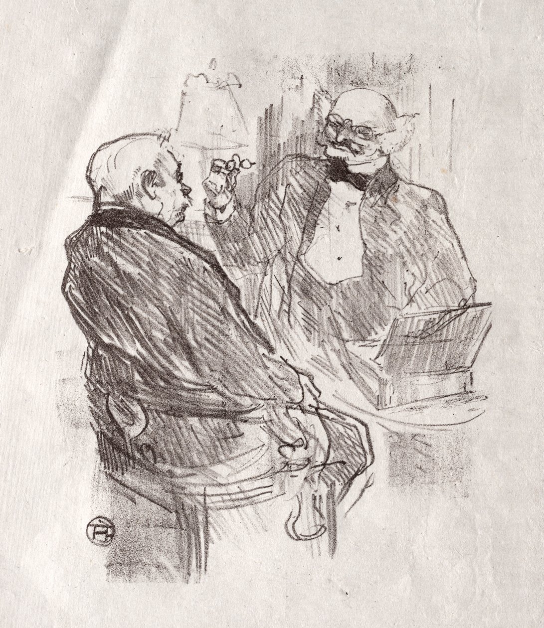 Au pied du Sinaï: Georges Clemenceau y el oculista Mayer, 1898 de Henri de Toulouse Lautrec
