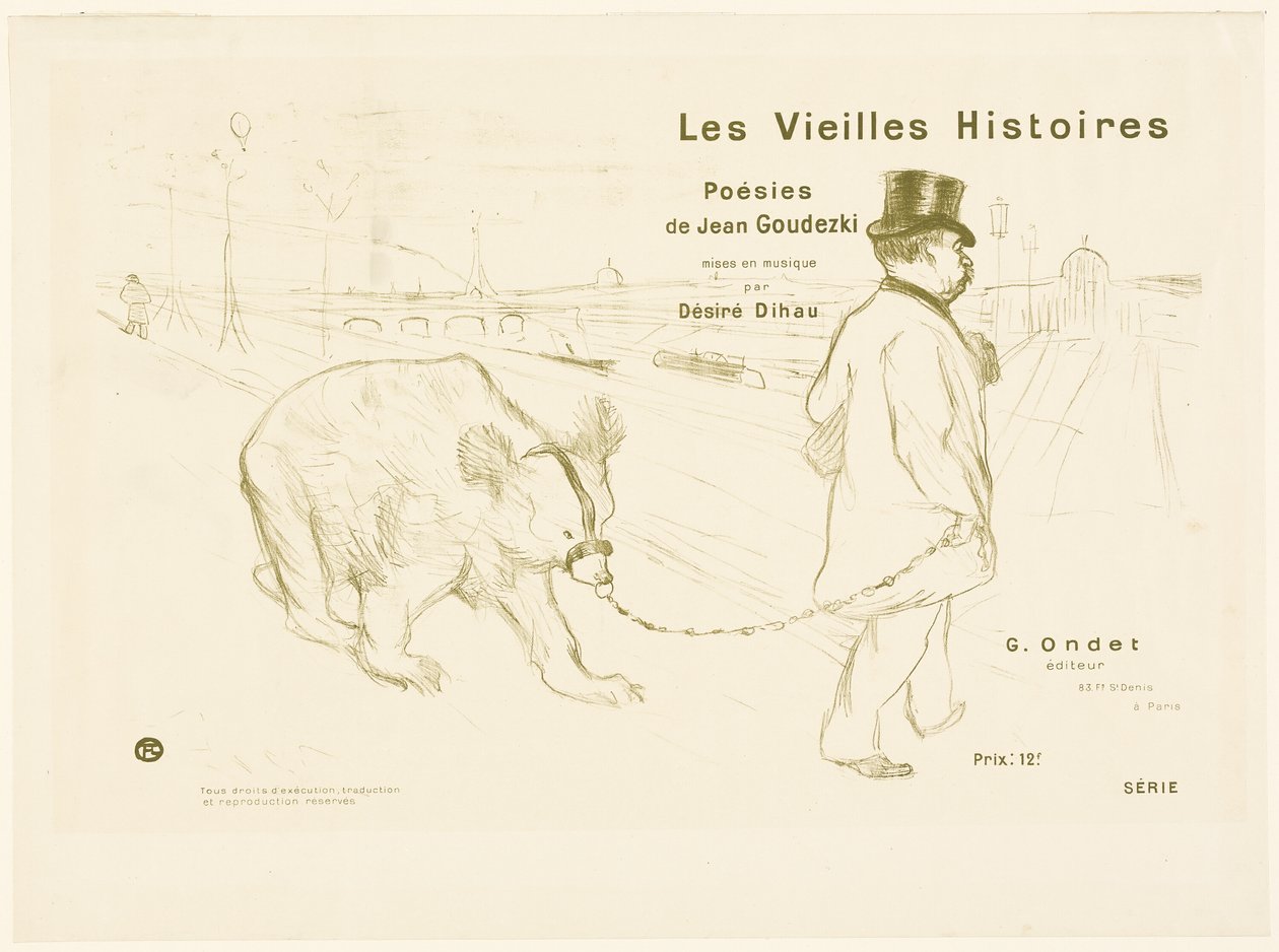 Portada y frontispicio de Les Vieilles Histoires de Henri de Toulouse Lautrec