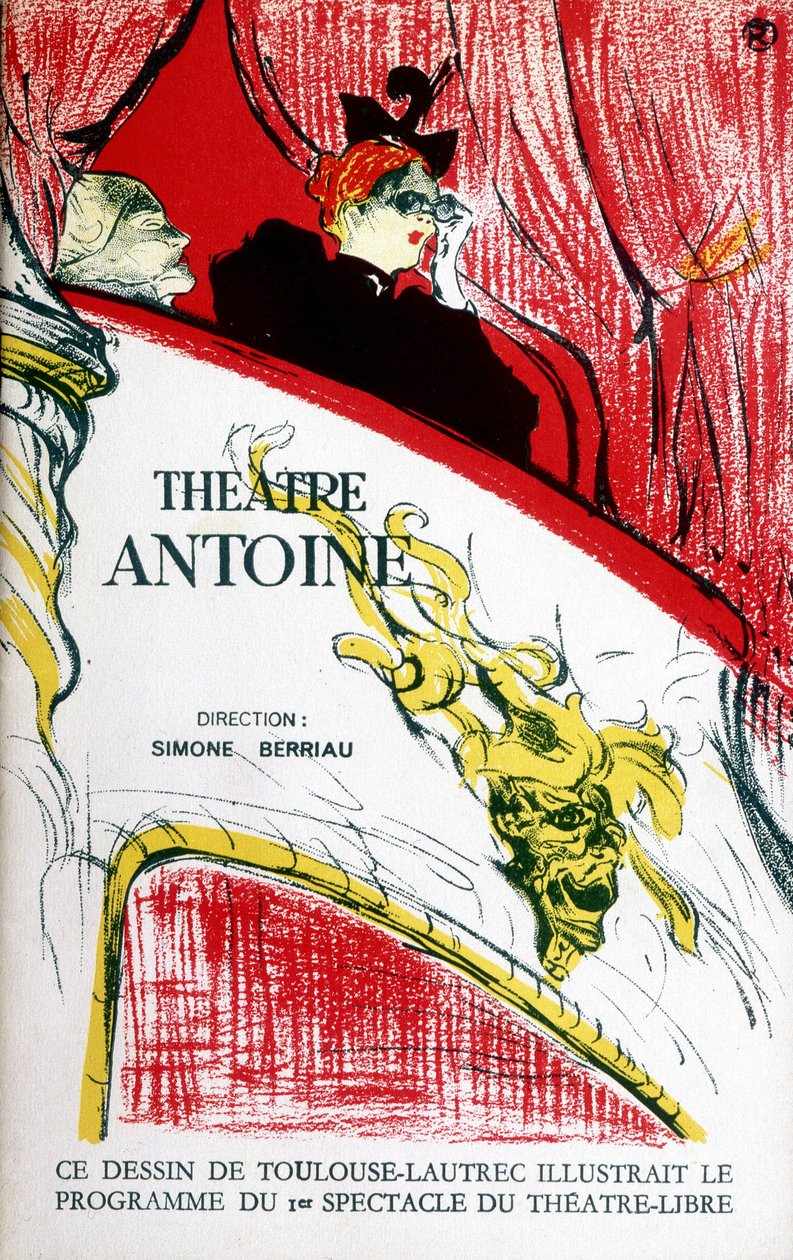 Portada del programa del teatro Antoine, dirigido por Simone Berriau, 1956. Ilustración de Toulouse Lautrec de Henri de Toulouse Lautrec
