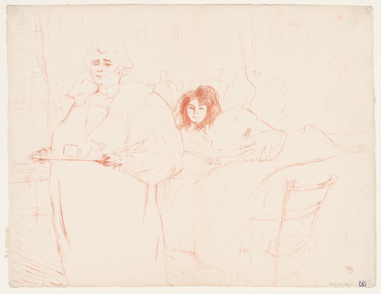 Elles: Mujer llevando una bandeja, Mme. Baron y Mlle. Popo, 1896 de Henri de Toulouse Lautrec