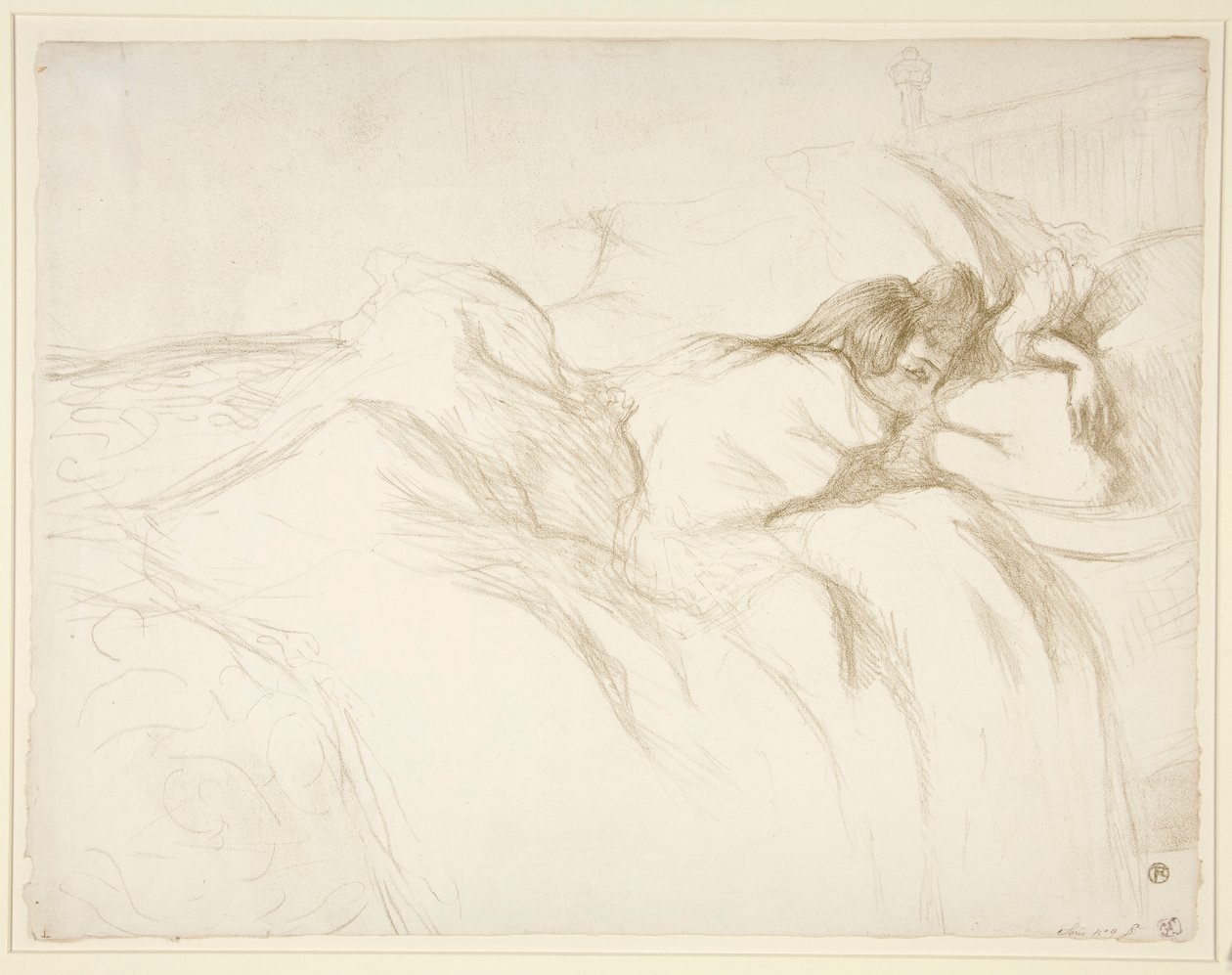 Femme couch?e, R?veil (Mujer despertándose en la cama), de la serie Elles de Henri de Toulouse Lautrec