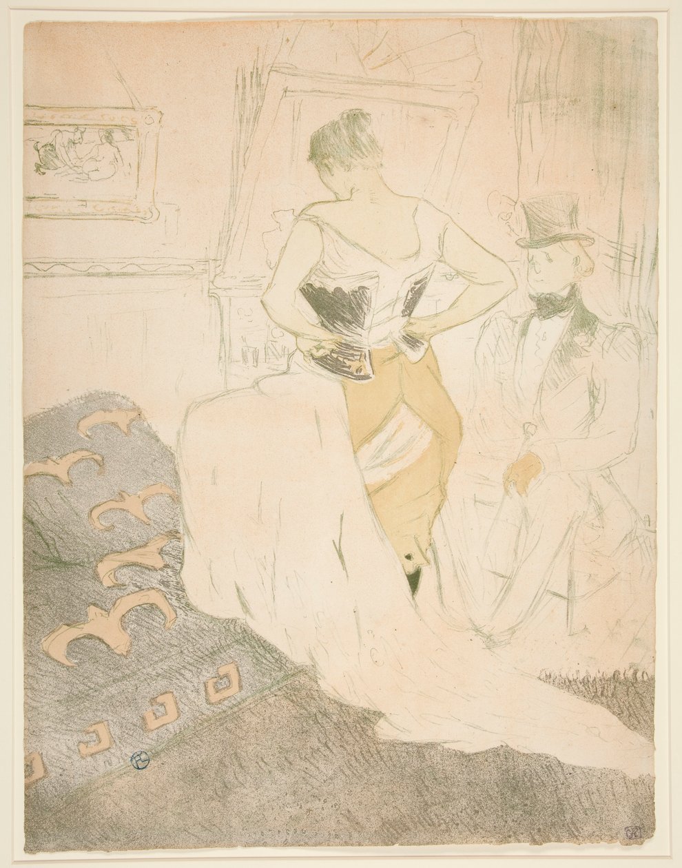 Femme en corset, conqu?te de pasaje (Mujer abrochándose un corsé, Pasando por la conquista), de la serie Elles de Henri de Toulouse Lautrec