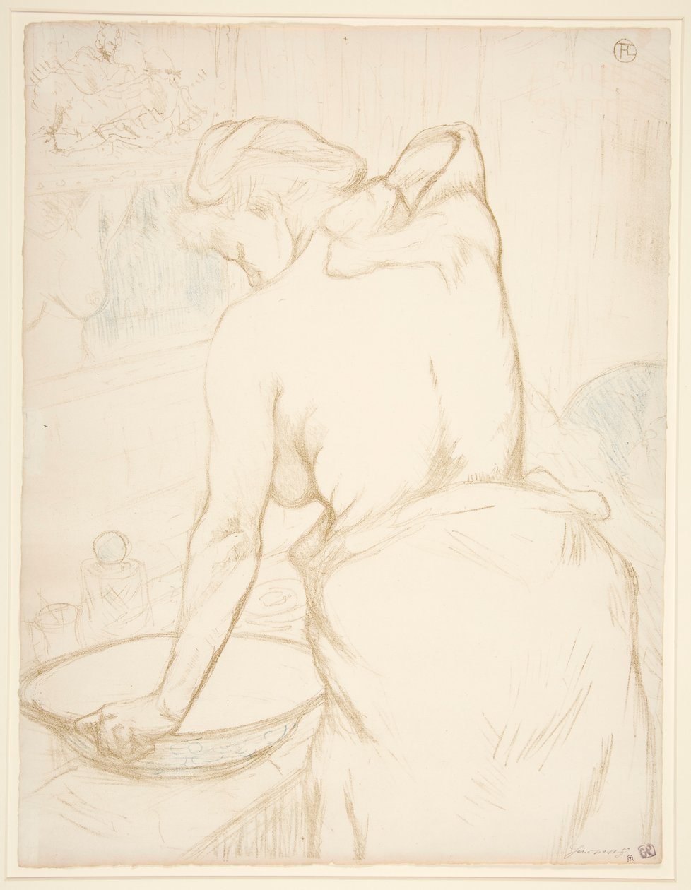 Femme qui se lave, la toilette (Mujer en su toilette, lavándose), de la serie Elles de Henri de Toulouse Lautrec