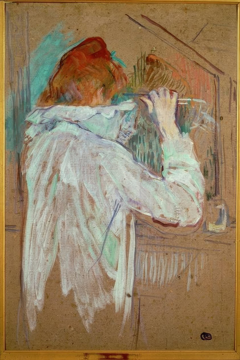Mujer rizando su cabello de Henri de Toulouse-Lautrec