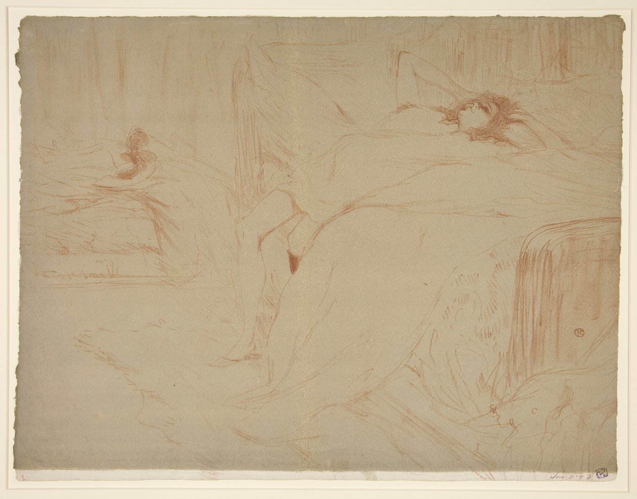 Femme sur le dos, lassitude (Mujer tendida de espaldas, cansancio), de la serie Elles de Henri de Toulouse Lautrec