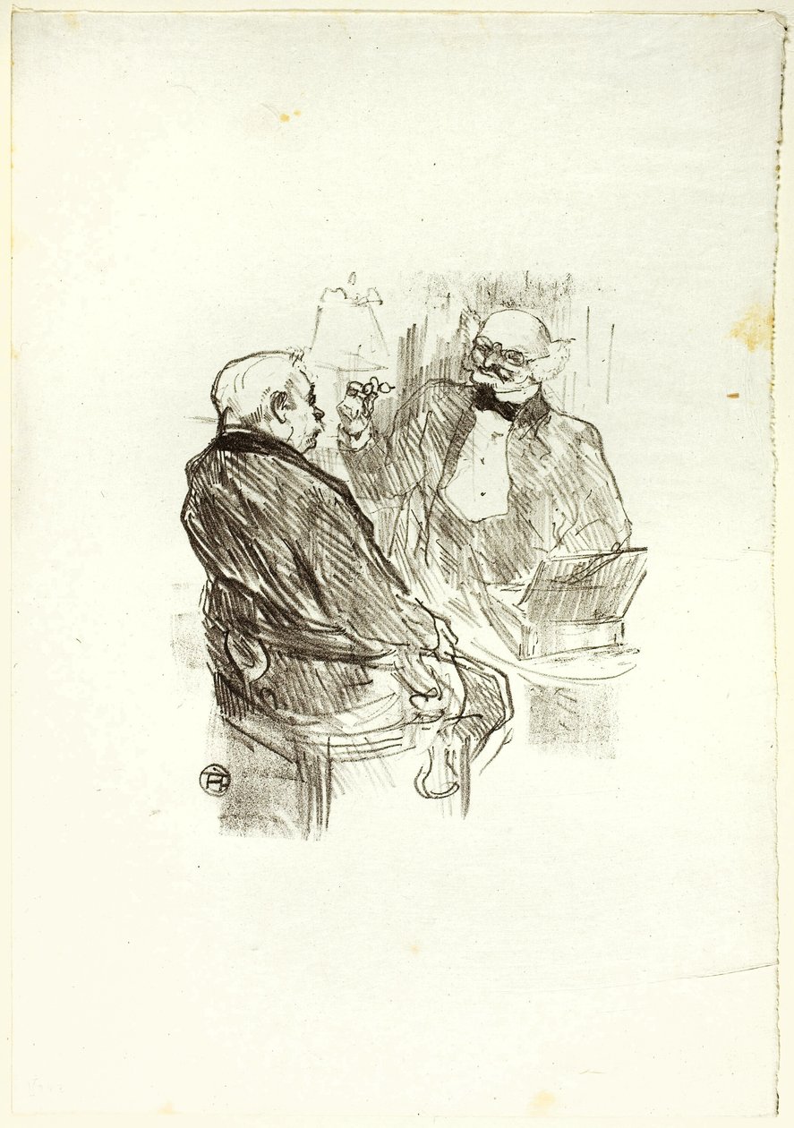 Georges Clemenceau y el optometrista, Mayer, de Au Pied du Sinaï de Henri de Toulouse Lautrec